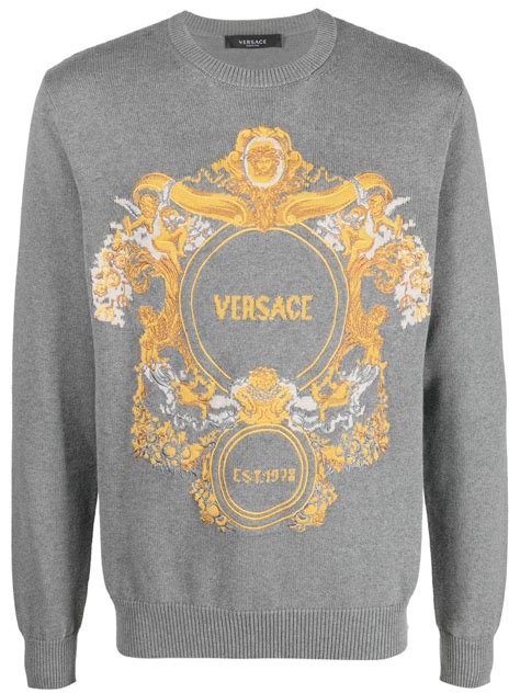 Versace Maglione Girocollo Con Intarsio 